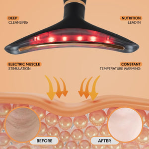 GLO24K Red Light Beauty Device for Face and Neck. Based on Triple Action L E D, Thermal, and Vibration Technologies.