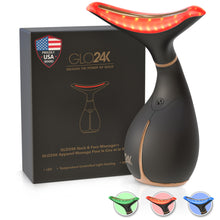 Load image into Gallery viewer, GLO24K Red Light Beauty Device for Face and Neck. Based on Triple Action L E D, Thermal, and Vibration Technologies.